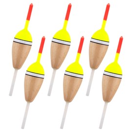 Dr.Fish 6 Pack Fishing Bobber Floats Balsa Wood Slip Bobbers for Fishing Crappie Trout Bass Bluegill Panfish Catfish Walleye Oval 2.3''