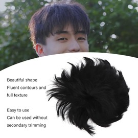 Tupé de Pelo para Hombres, tupé Corto para Hombre con Pelo Sintético de Alta Temperatura, Cómodo y Transpirable para Uso Diario y Cosplay