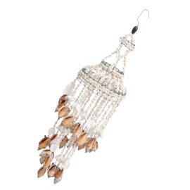 VOSAREA Wind Chime Maritime Wind Bell with Shell and Coconut Shell Vintage Rustic Nautical Pendant Wall Art for Patios Windows Hanging Decoration Christmas Party Gift White