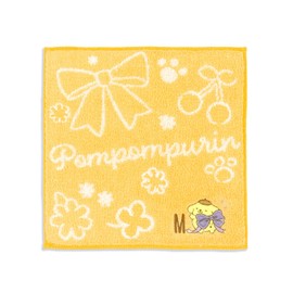 Towel Museum Sanrio Big Ribbon Pom Pom Pompurin Towel Handkerchief YM Yellow Initial M 28-2030072 Approx. 9.8 x 9.8 inches (25 x 25 cm)