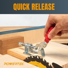 POWERTEC 2PK Toggle Clamp, 300lbs Holding Capacity, 302F Quick Release Push/Pull Clamp for Woodworking Jigs and Fixtures, Pocket Hole Jigs, Welding, CNC (20304-P2)