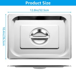 GBACHOOSE 4 Pack 1/2 Size Notched Hotel Pan Cover, Stainless Steel Solid Steam Table Catering Food Pan Lid with Handle, Hotel Pan Cover Steam Table Pans