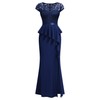 MISSMAY Women's Elegant V-Neck Lace Peplumed Ruffle Split Bridesmaids Party