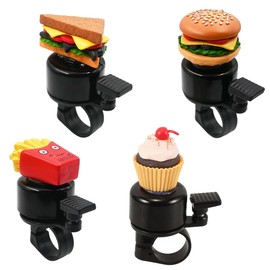 GXGM 4 Stück Fahrradklingel Kinder,Klingel Fahrrad,Geeignet für Roller,Dreirad,Kinderfahrrad,Kinder Laufrad,Mountainbike-Fahrrad Zubehör,Glocken für Kuchen/Burger/Popcorn/Sandwich Deko