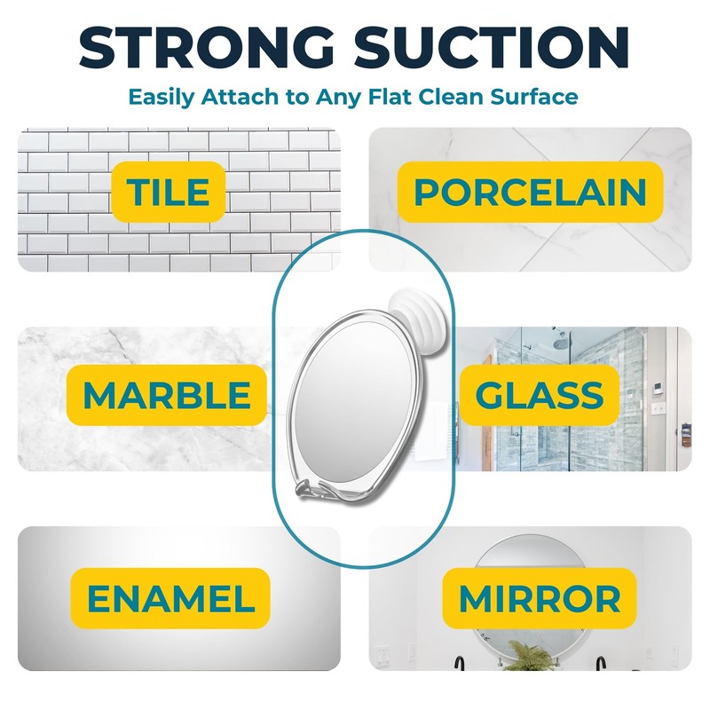 HONEYBULL Fogless Shower Mirror with Suction Mount & Swivel –