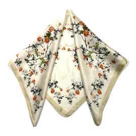 Shanlin Unisex 100% Mulberry Silk Square Scarf in Gift Box (21”x21”), Pomegranate-blossom, Standard