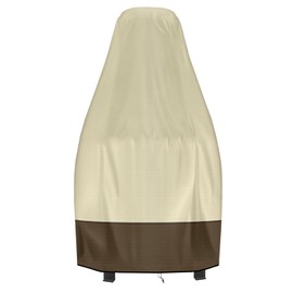 Chiminea Cover Outdoor Waterproof Chiminea Fire Pit Cover Heavy Duty Durable Chiminea Protection Cover with Drawstring (Beige & Brown, 24D x 48H)