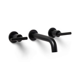 Brasnell Solutions, Matte Black Wall Mounted Tub Faucet - Dual Handle - Brass - Vanity - 3-hole spout, High Water Pressure - Home Improvement Bathroom DIY