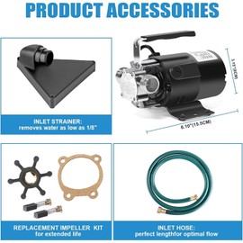 FIDISP Water Transfer Pump, 115V 1/10HP Electric Utility Pump with On/Off Switch 1 * 6ft Water Hoses Kit for Removing Water from Garden Pools Aquariums Hot Tub Draining 1/8’’ Low Suction