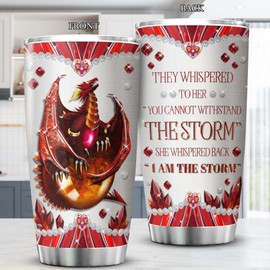 KOIXA Dragon Insulated Tumbler She Whispered Back I Am The Storm Stainless Steel Cup With Lid 20 Oz Cool Dragon Things For Dragon Lovers Insulated Mug Animal Themed Gift Ideas