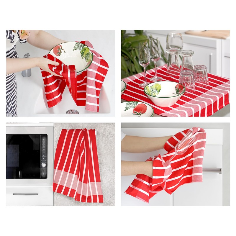 Lashuma Kitchen Towels Cotton Red - White, Tea Towels 50