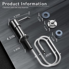 Soap Dispenser for Kitchen Sink, Built in Sink Soap Dispenser,Kitchen HancSoap Dispenser Pump,Countertop Soap Dispense,with 47" Extension Tube kit(Silver)