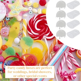 12Pcs Candy Box, Ice Cream Shape Candy Box Clear Plastic Candy Case Container Box Candy Organizer Party Favor Wedding Baby Shower Party Supplies(White)