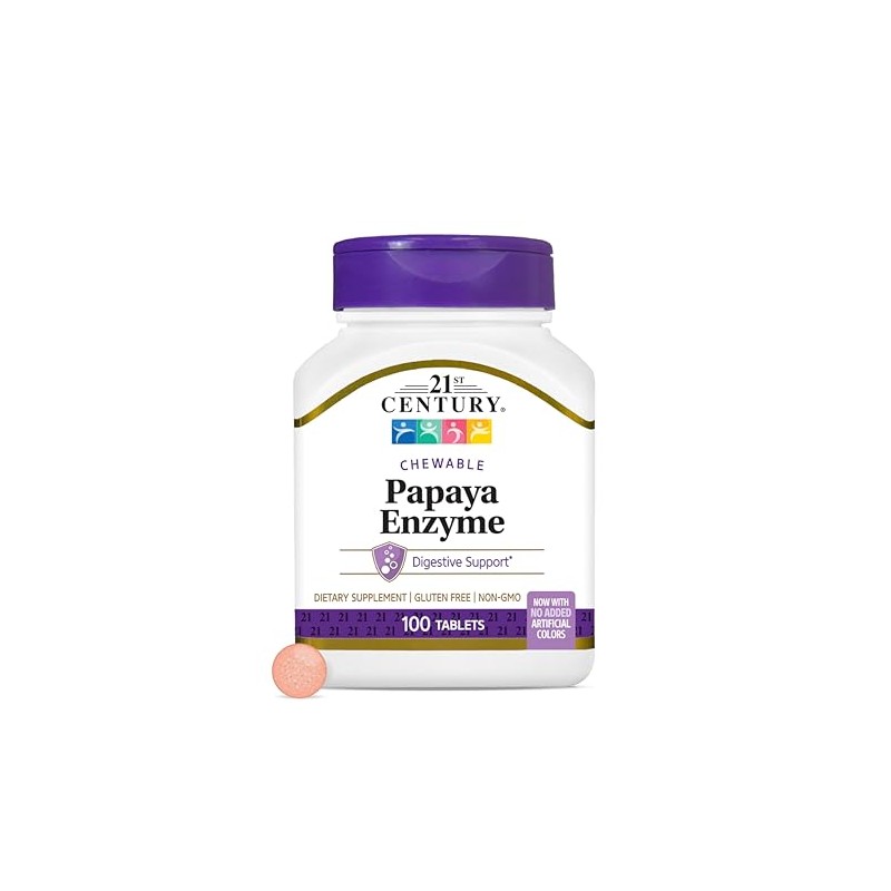 21st Century Papaya Enzyme Chewable Tablets, 100 Count