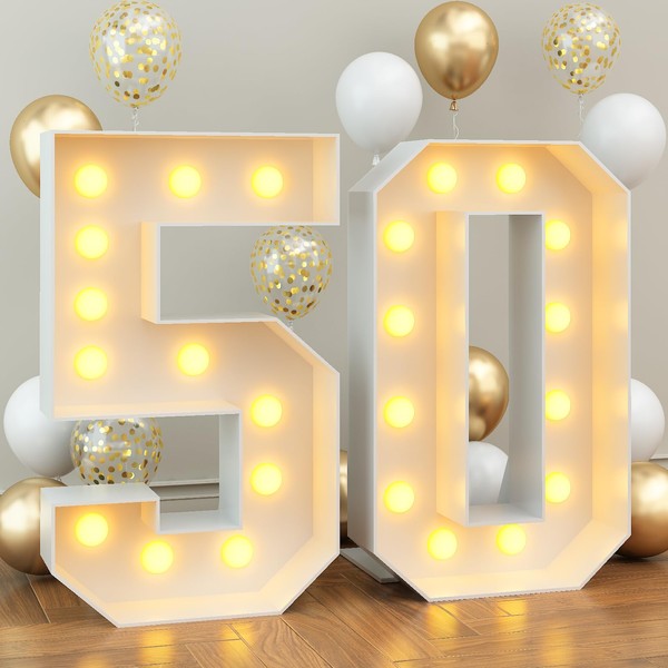4ft Light up Numbers 50 Mosaic Numbers Marquee Frame with