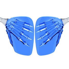 TOPCABIN 1 Pair Bicycle Mirror,Big View Bike Rear View Mirror Blindsight Multi Angle Adjustable Bike Mirror Billet Aluminum Chrome Plated Outside Skull Claw Style Also suitable for motorcycle mirror