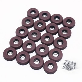 GINOYA Teflon Furniture Sliders, 20pcs 25mm Furniture Glides with Screws for Easy Moving on Carpet Hardwood (Coffee)
