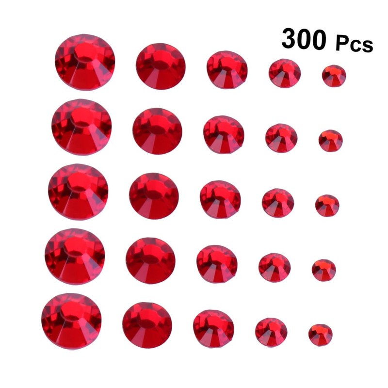 Baluue 300pcs Ab Red Flat Bottom Rhinestones for Nail Art