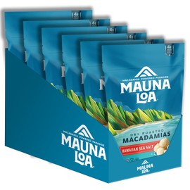 Mauna Loa Premium Hawaiian Roasted Macadamia Nuts, Sea Salt Flavor 4 Oz (Pack of 6)