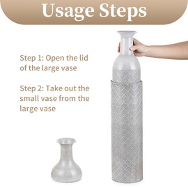 Sziqiqi Tall Floor Vase for Flowers - 21.65/27.56in Extra Large Floor Vase Set of 2 Big Metal Glazed Vases for Pampas Grass Twigs Vintage Grey Oversized Vase for Living Room Bedroom Home Farmhouse