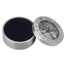 FINGERINSPIRE Silver Tooth Holder Alloy Engraved My First Tooth Box Antique Silver Baby Teeth Fairy Containter Souvenir Holder Tooth Saver Teeth Fairy Keepsake Box Teeth Storage Box for Kids