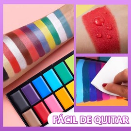 Pintura Facial y Pintura Corporal - Juego Profesional de Kit de 12 Colores de Pintura Facial y Corporal (02 Memori)