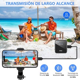 Gurkitsy Micrófono Inalámbrico, Micrófono Lavalier Inalámbrico Bluetooth 5.1, con Chip de reducción de Ruido DSP, Transmisión Inalámbrica de 2.4 GHz, Plug and Play, para Vlog, Creación y Entrevistas