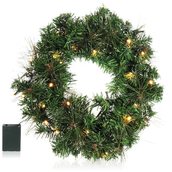 COM-FOUR® LED Door Wreath Christmas Advent Wreath with LED Lighting