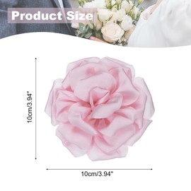 PATIKIL Silk Satin Flower Brooch Pin 4", Large Peony Floral Lapel Pin for Women Wedding Party Birthday Dance Banquet Dress Clothes Hat Bag Decoration, Pink