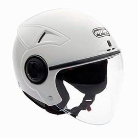 MMG 28 Motorcycle Scooter Open Face Helmet Pilot Flip Up Visor DOT, White Glossy Finish, Large