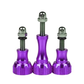 SLFC 3 Pcs Aluminum Alloy Thumbscrews for GoPro Hero 2018, Fusion, Hero 8/7/6/5/4/3/2/1, DJI Osmo Action, Purple, 8 Colors, Very Durable, Standard Camera Mounts Screws