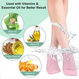 TSHIGO Mascarilla Hidratante Pies, Calcetines Exfoliantes Silicona, Guantes Silicona, SPA Pies Mujeres, para Mujeres con Pies Secos Y Agrietados (Color : Pink)
