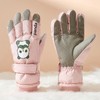 Ski Gloves with Thick Warm Liner Windproof Cartoon Print Hand