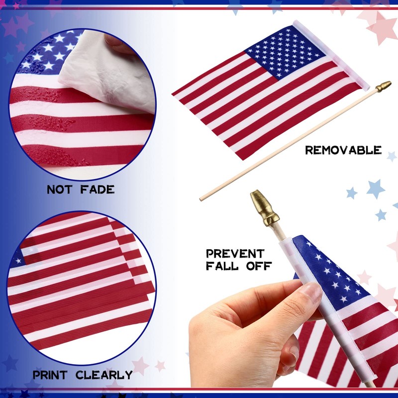 Shimeyao 450 Pcs Mini American Flags on Stick Bulk, 8x12