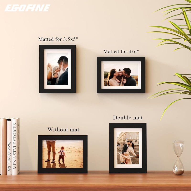 Egofine 5x7 Picture Frame Made of Solid Wood, Display Pictures