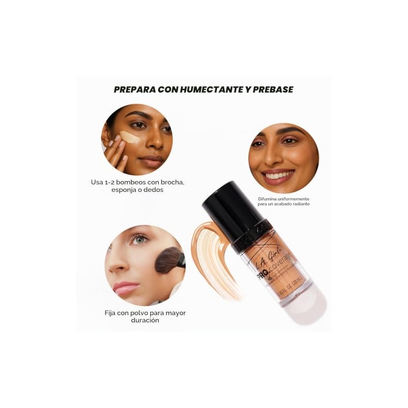 Base de maquillaje líquida L.A. Girl Pro Coverage, Fair