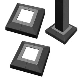 2 Pack 2X2IN Aluminum Split Deck Post Base Cover, Solid Fence Trim Skirt, Post Foot Protection Replacement for Porch Stairs Outdoor Decor Railing (4.7x4.7IN Outer Size) Matte Black