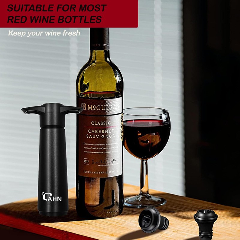 AHN Wine Saver Vacuum Pump with 6 Vacuum Wine Bottle