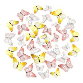 Sucor 36 Pcs 3D Butterfly Wall Stickers Metallic Hollow-Out Butterfly Combination Wall Decorations DIY Removable Art Decoration Stickers for Home Bedroom Party Wedding Decor