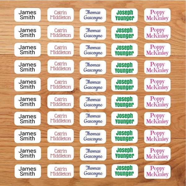 Personalised Stick On Clothing Name Labels NO Iron NO SEW
