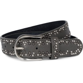 styleBREAKER Rivet Belt with Multicoloured Small Rivets, Belt Faux Leather, Plain, Can Be Shortened, Unisex 03010071, darkgray