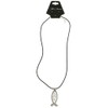 Mi Amore Jesus Fish Adjustable Pendant-Necklace Black & Silver-Tone