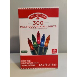 HOLIDAY TIME 300 Multi-Color Mini Lights Indoor Outdoor 62.5Ft Green Wire