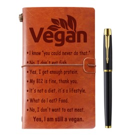 Vegan Gifts Leather Journal Notebook, Vegan Gifts for Women, Vegetarian Gifts, Funny Gifts for Vegans