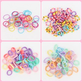 Elastic Hair Ties Colorful Baby Elastic Hair Bands Hair Ties Set with Hair Clips Hair Accessories for Girls Rubber Bands for Hair