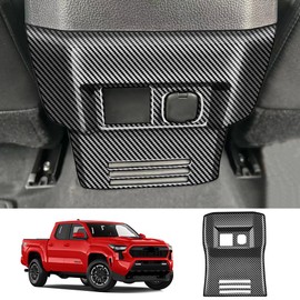 LUNQIN Car Center Console Back Anti Kick Protection Panel for Toyota Tacoma 2024 2025 Pickup Truck Auto Interior Decorations Accessories Central Control Rear Protector Trim Cover Carbon Fiber Style