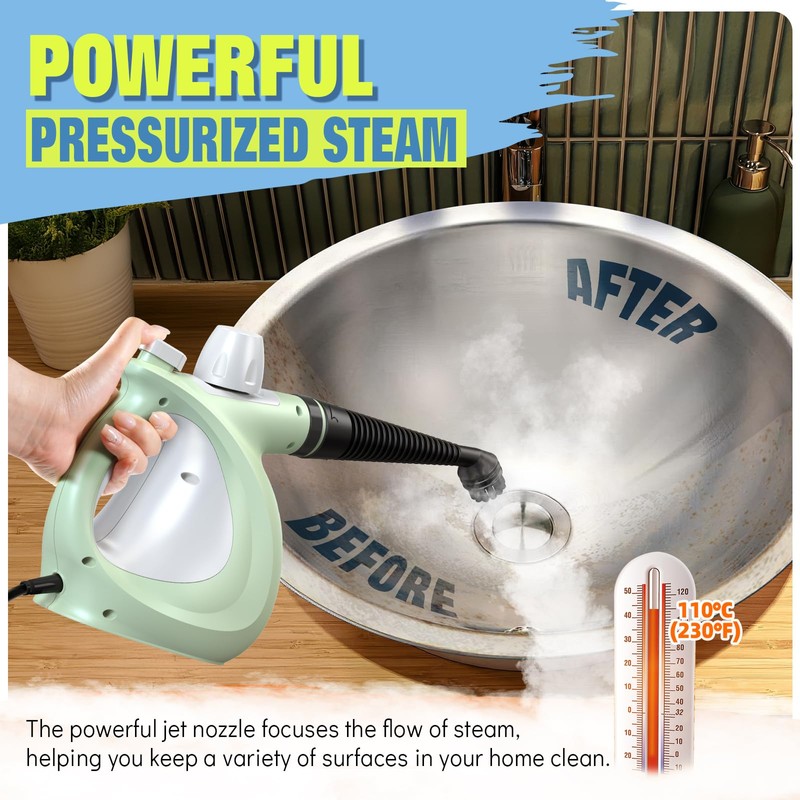 Steam Cleaner, Powerful Pressurized Handheld Steam Cleaner for Home with