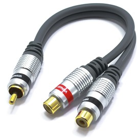 VITALCO RCA to 2x RCA Audio Y Adapter 1 RCA Male to Two RCA Female Subwoofer Coaxial Y Cable Splitter