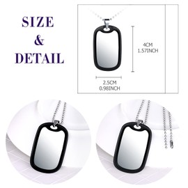 feilok Men's Women's Stainless Steel Necklace with Military Army Dog Tag Equipment Pendant Necklace for Men, Stainless Steel