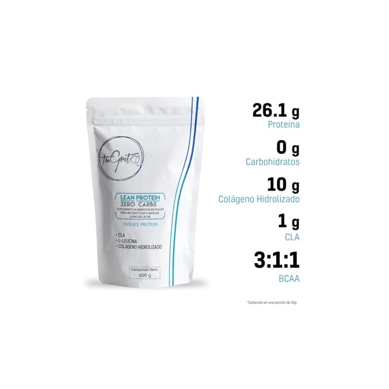 The Grit Co Zero Carb, Proteína de Suero de Leche